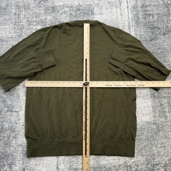 Quince Sweater Womens XL Olive Green Lightweight Cotton Cashmere Crewneck Knit - Picture 7 of 8